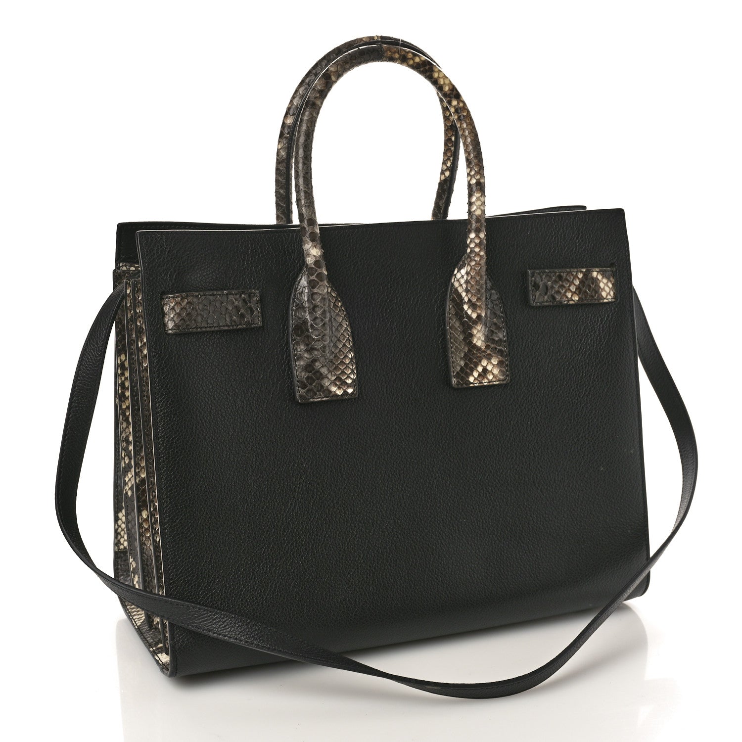 Saint Laurent Grained Calfskin Python Embossed Small Sac De Jour Black 4 of 13