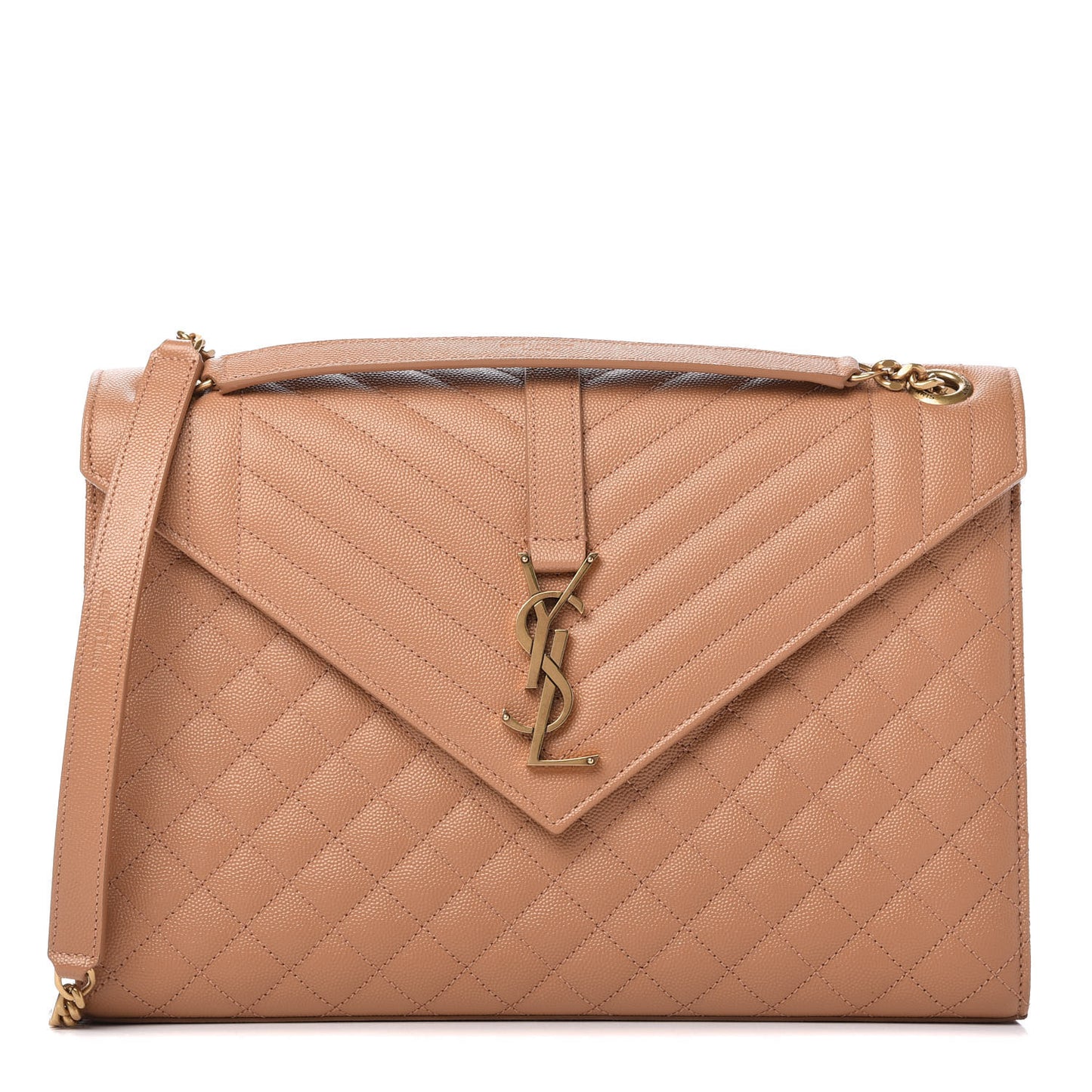Grain De Poudre Textured Mixed Matelasse Triquilt Large Monogram Satchel Dune