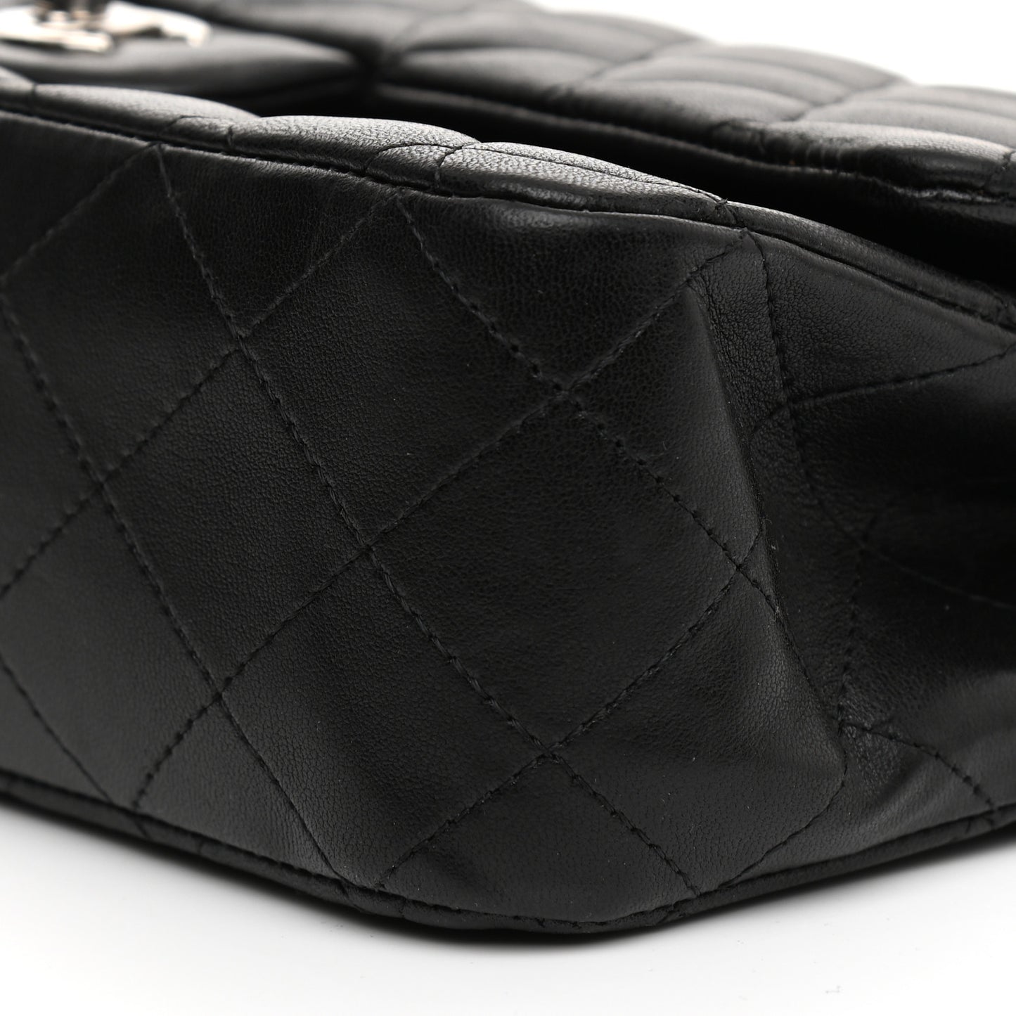 Lambskin Quilted Medium Double Flap Black