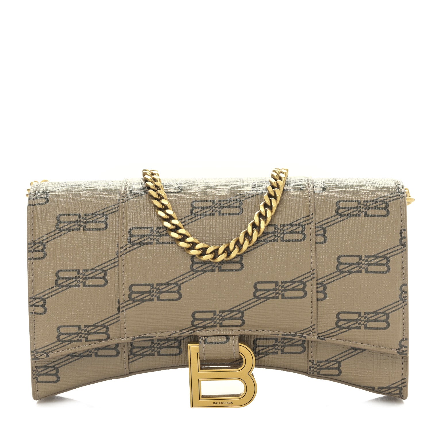 Balenciaga Coated Canvas BB Monogram Hourglass Chain Bag Beige Brown 1 of 8