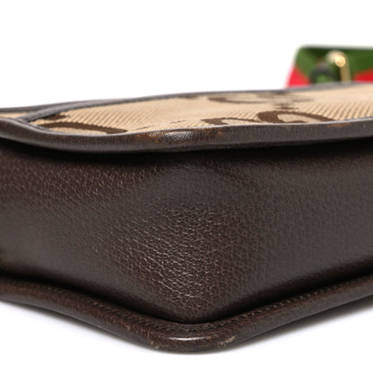 Gucci Monogram Jumbo GG Textured Dollar Calfskin Web Mini Crossbody Bag Camel Ebony New Acero 9 of 11