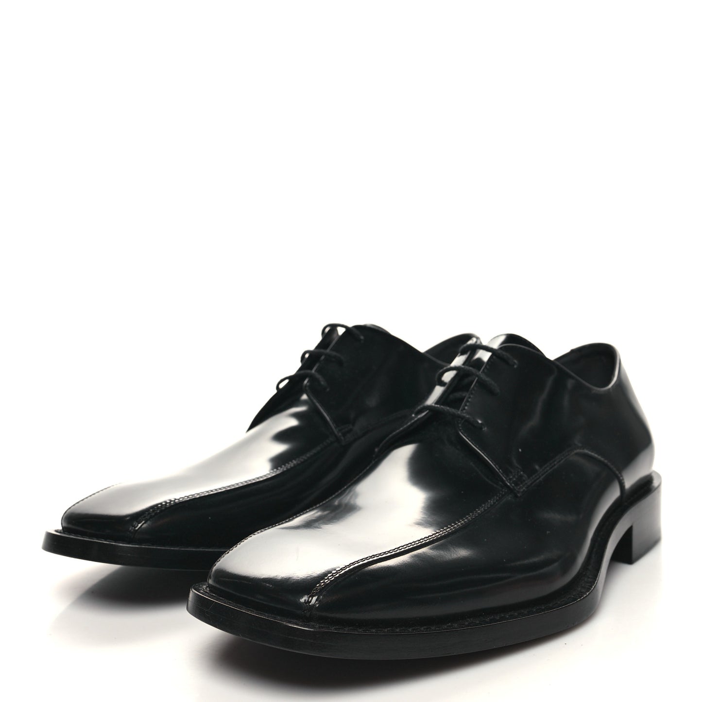 Calfskin Mens Square Toe Derby Shoes 42 Black