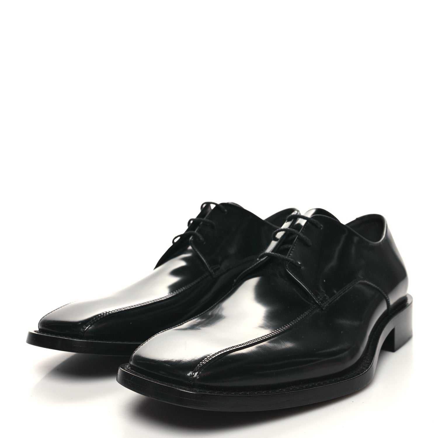 Balenciaga Calfskin Mens Square Toe Derby Shoes 42 Black 3 of 9