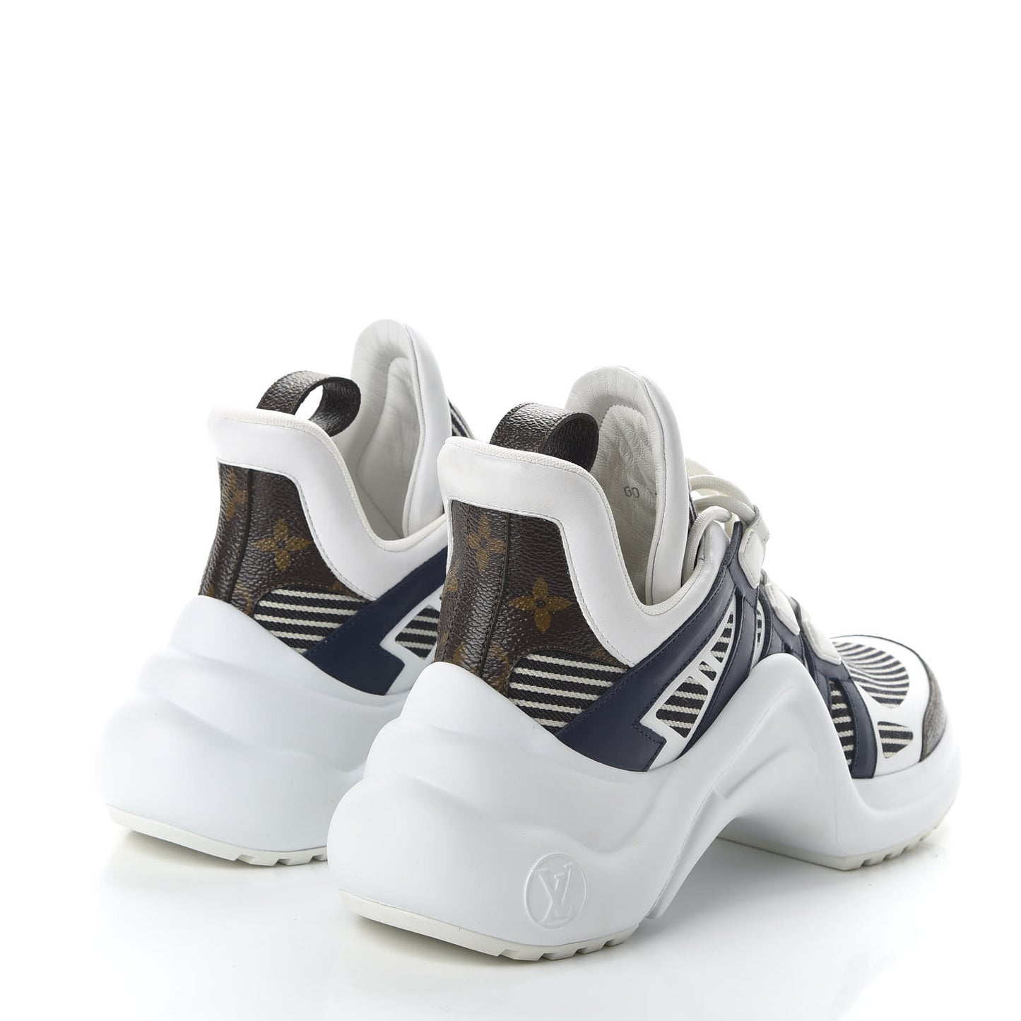 Patent Monogram Stripe LV Archlight Sneakers 39 White Blue