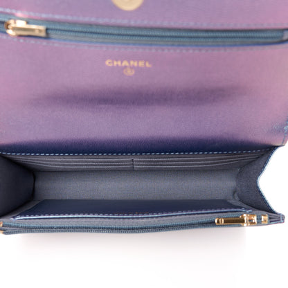 Chanel Iridescent Caviar Quilted Wallet on Chain WOC Dark Blue 5 of 12