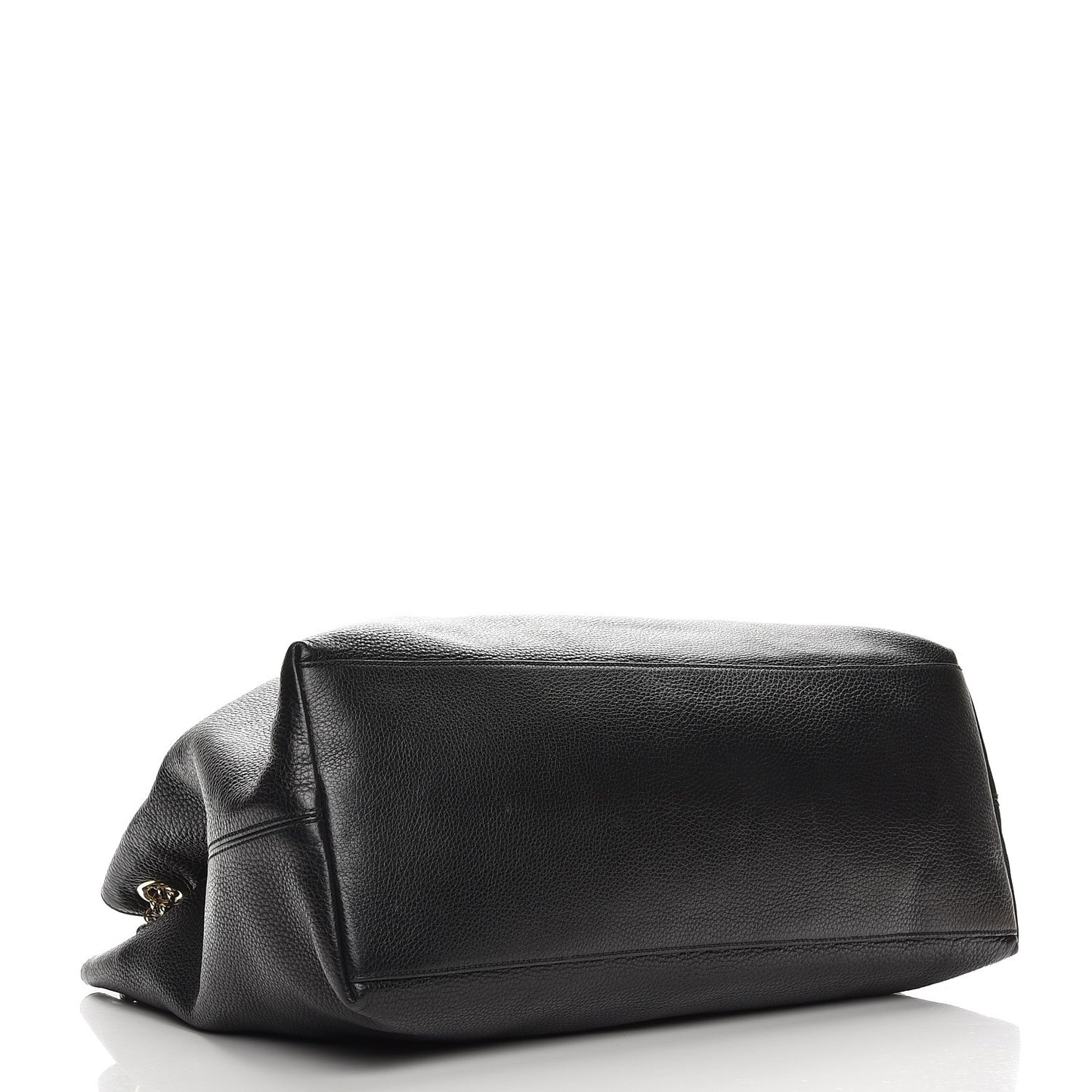 Pebbled Calfskin Large Soho Chain Shoulder Bag Black