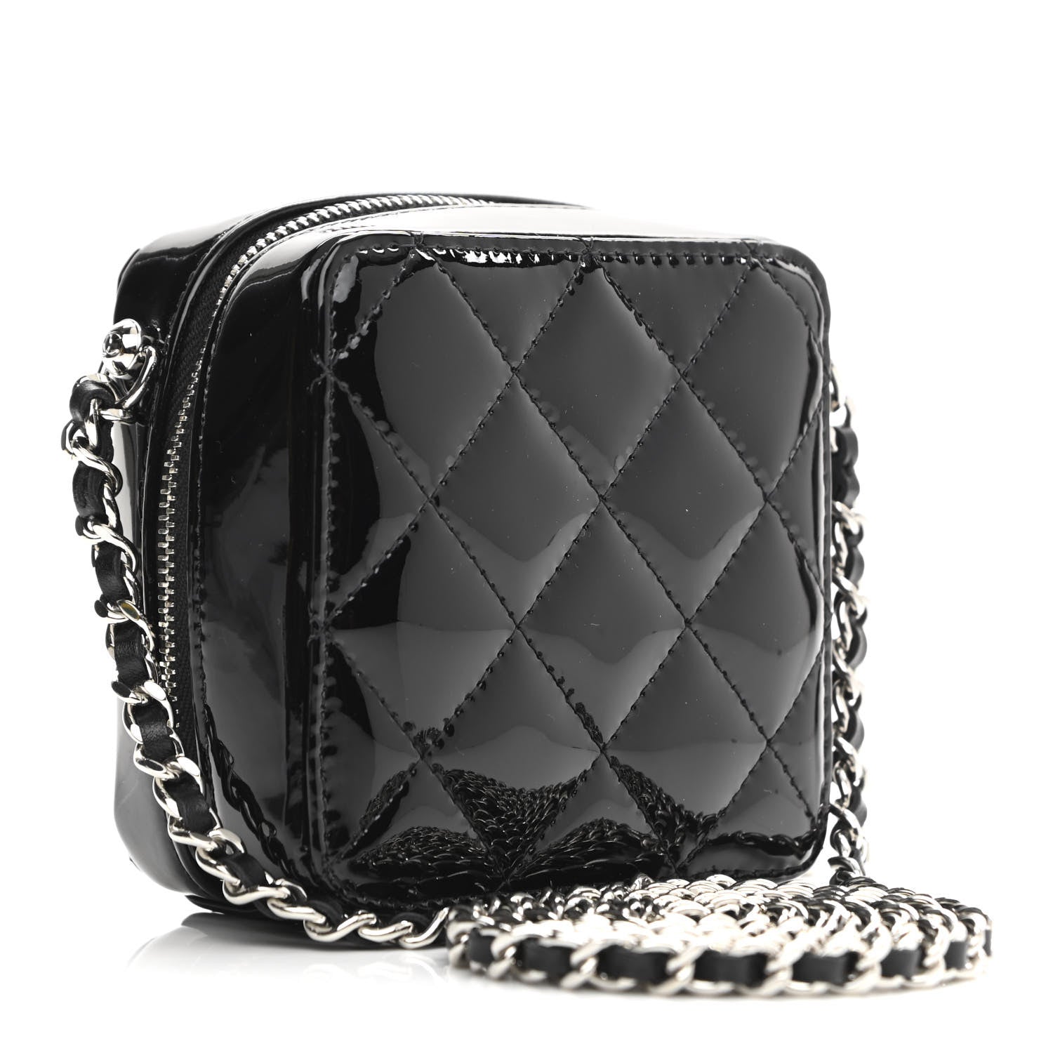 Chanel Patent Quilted Clutch With Chain Black 3 of 11