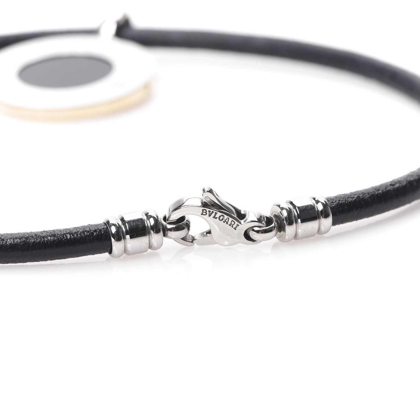 Stainless Steel 18K Yellow Gold Black Onyx Mother of Pearl BVLGARI BVLGARI Cord Pendant Necklace