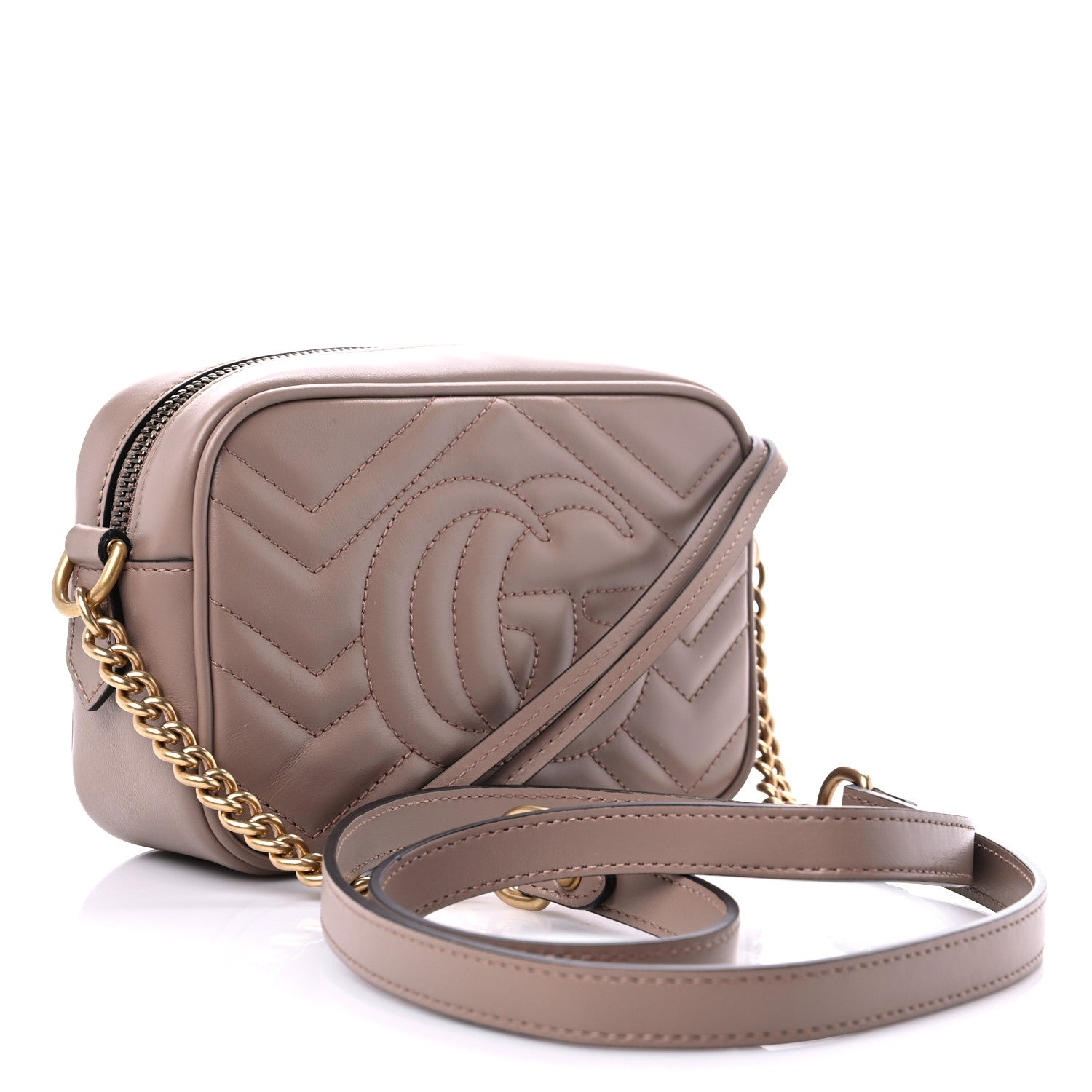 Gucci Calfskin Matelasse Mini GG Marmont Chain Shoulder Bag Porcelain Rose 3 of 10