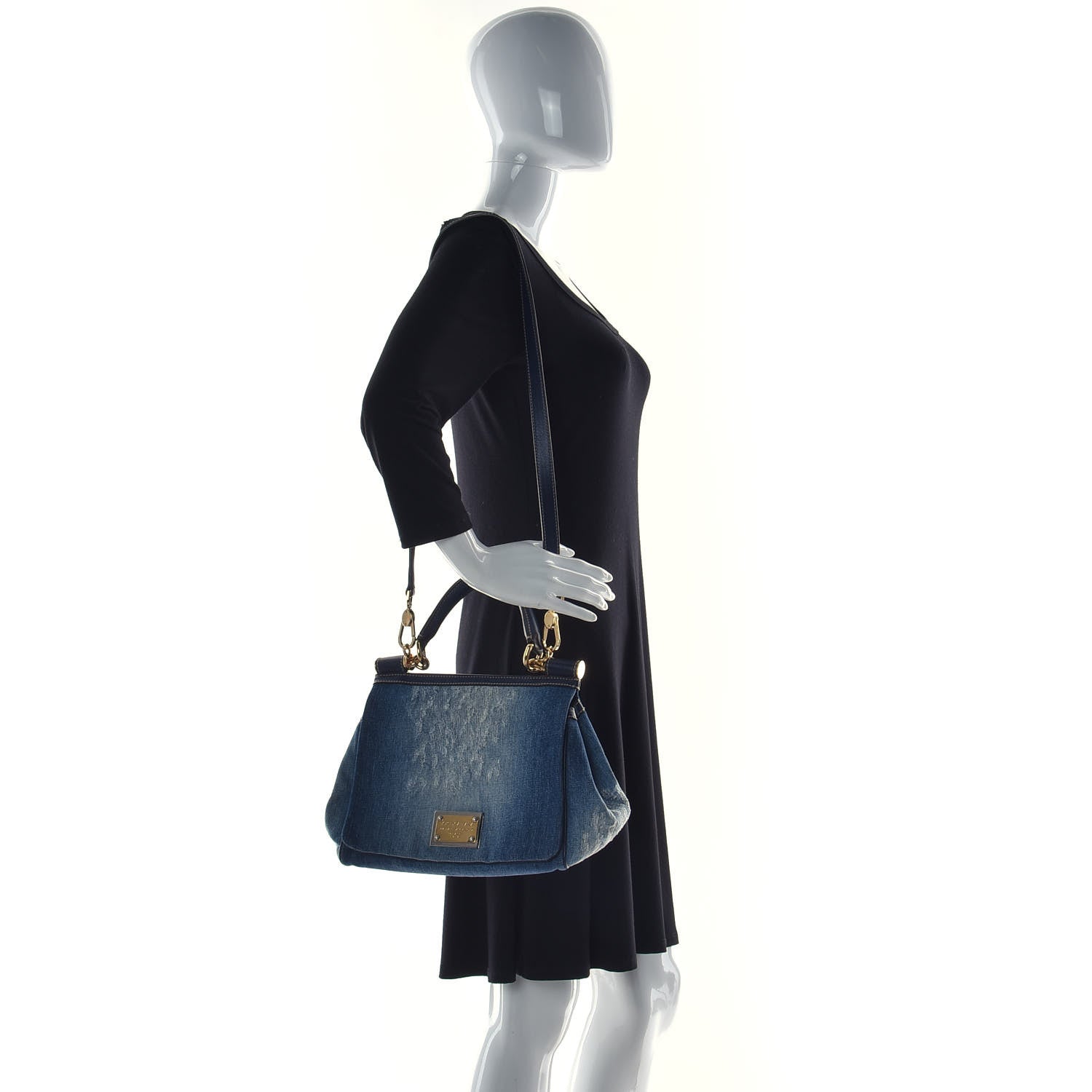 Dolce & Gabbana Distressed Denim Miss Sicily Satchel Blue Jeans 2 of 23