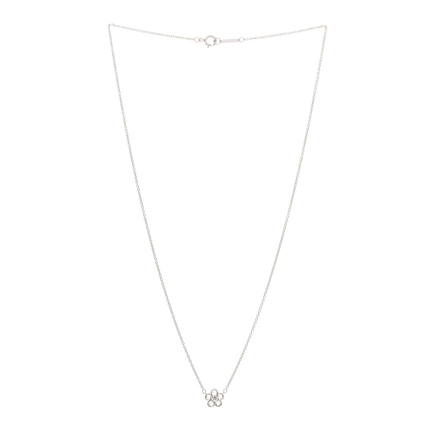 Platinum Diamond Small Enchant Flower Pendant Necklace