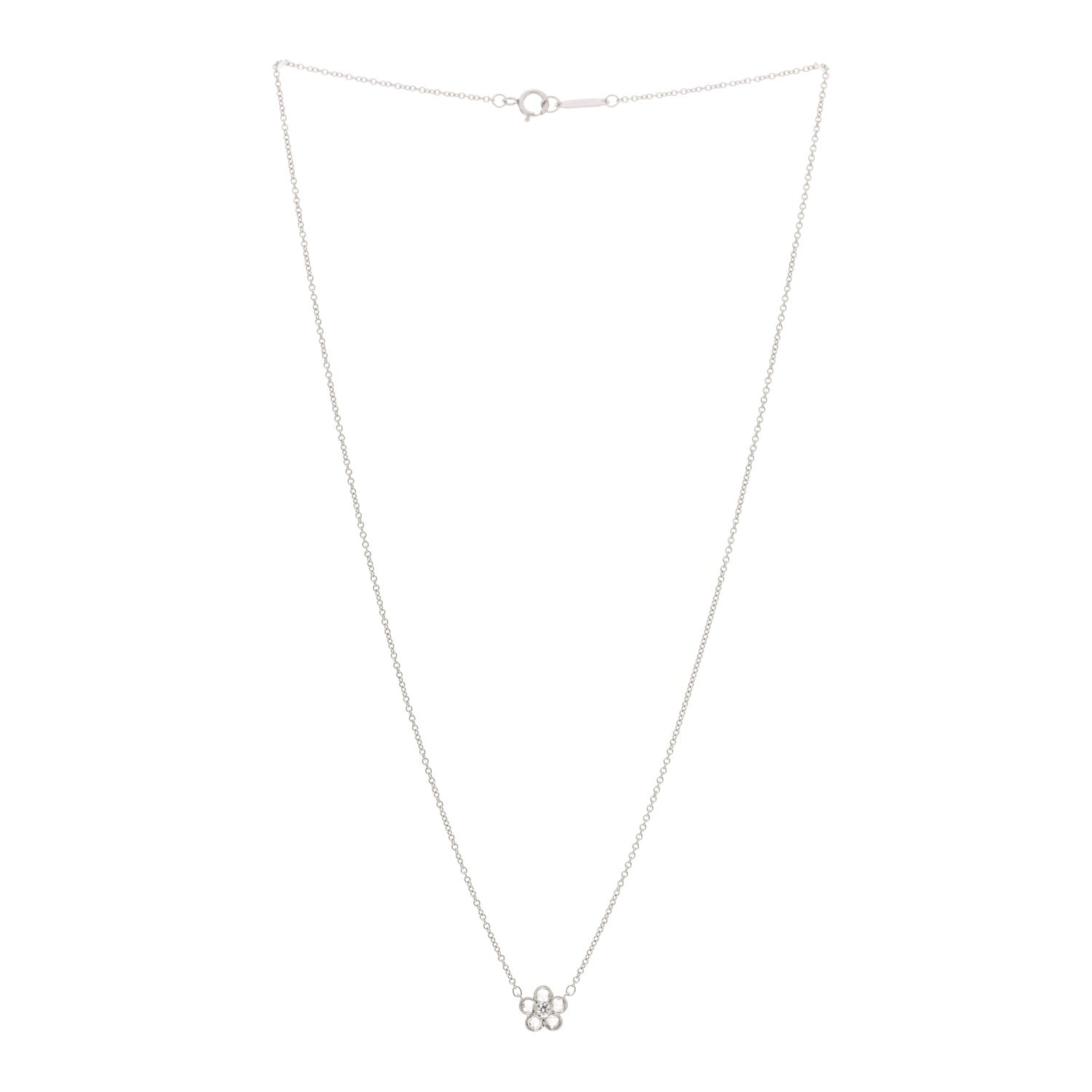 Tiffany Platinum Diamond Small Enchant Flower Pendant Necklace 3 of 5