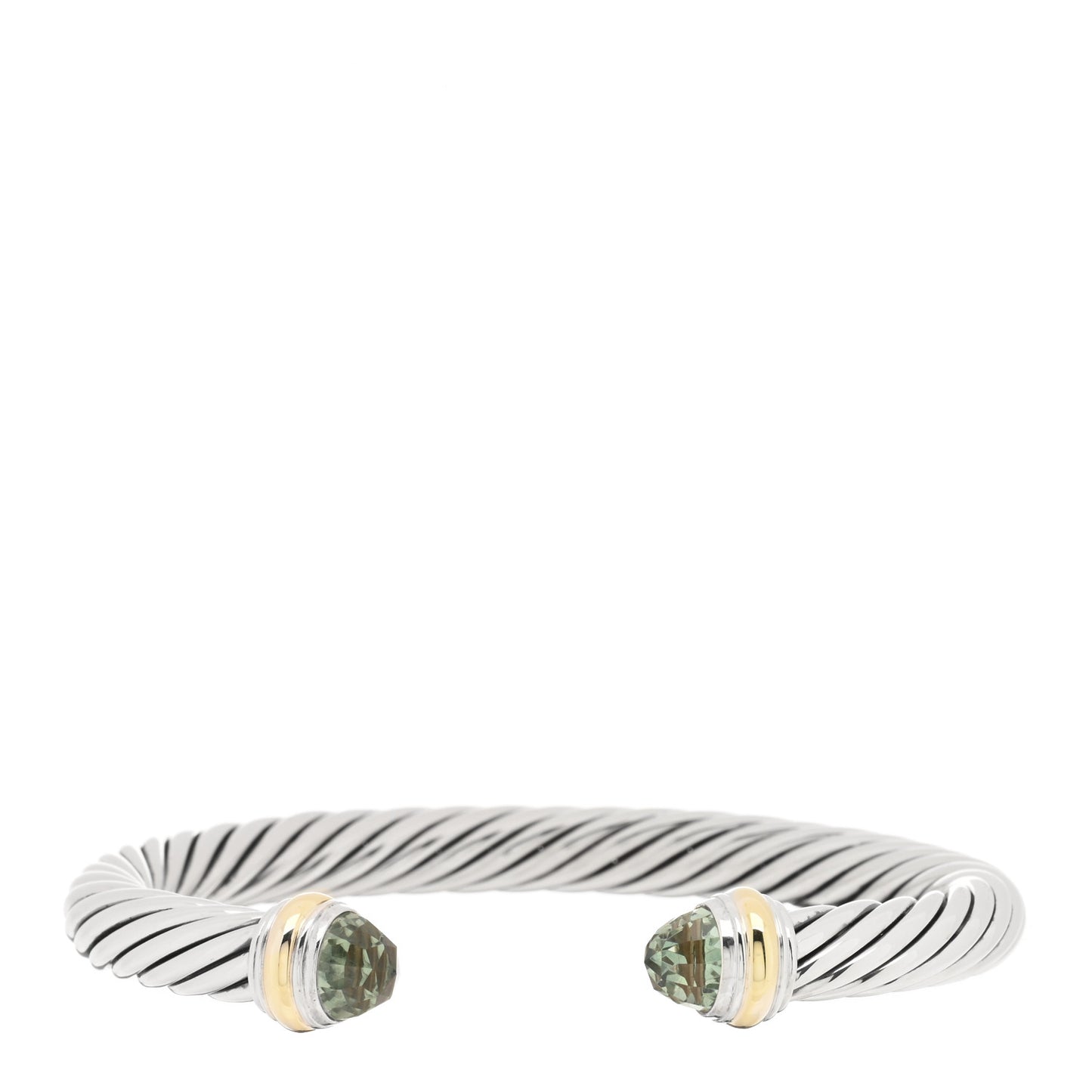 Sterling Silver 14K Yellow Gold Prasiolite 7mm Cable Classics Bracelet