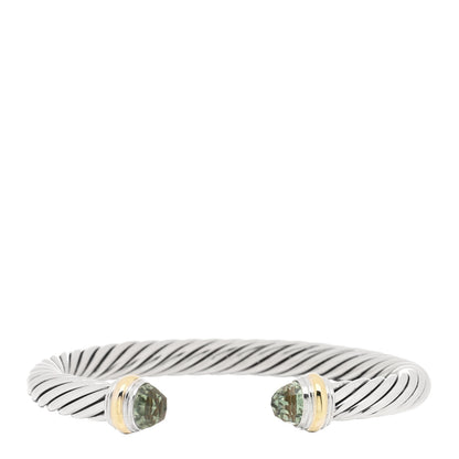 David Yurman Sterling Silver 14K Yellow Gold Prasiolite 7mm Cable Classics Bracelet 1 of 3
