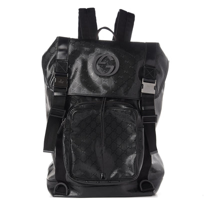 Gucci Imprime Monogram Large Interlocking G Double Buckle Backpack Black 1 of 14