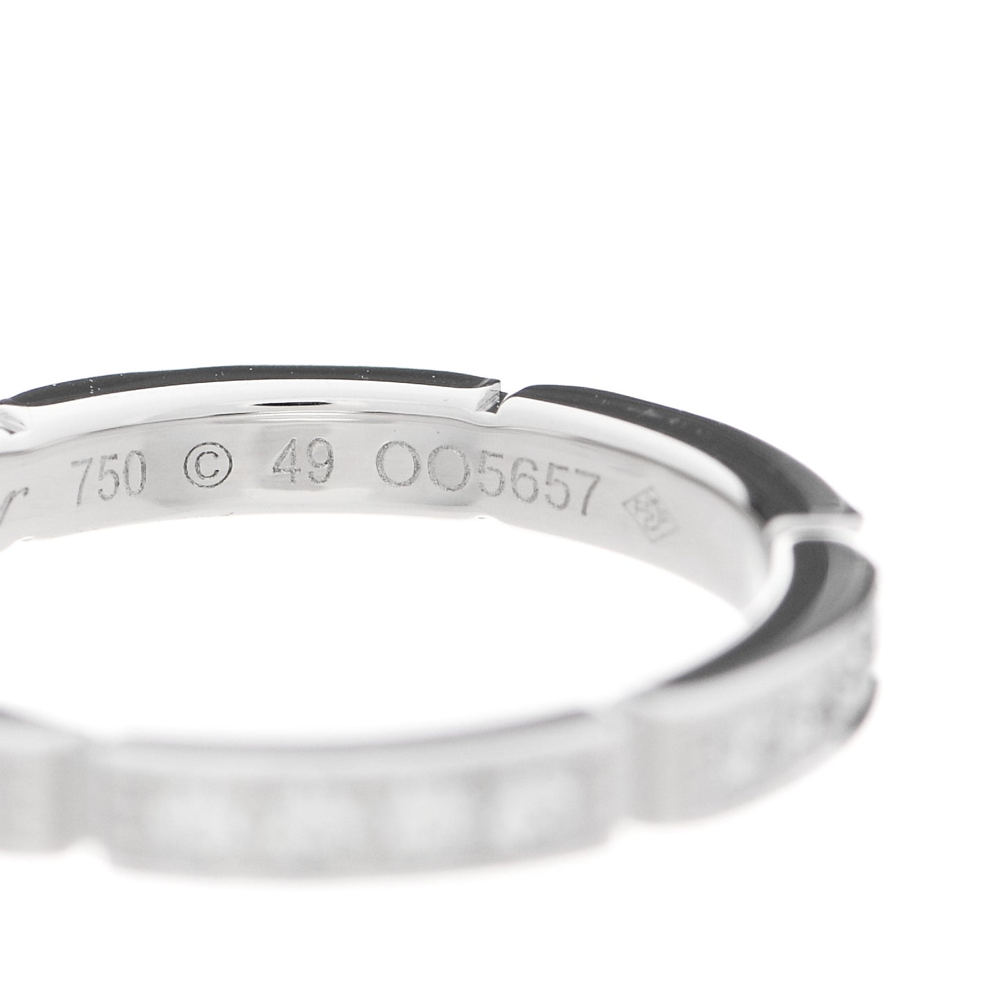 18K White Gold Diamond Maillon Panthere Half Diamond Wedding Band Ring 49 5