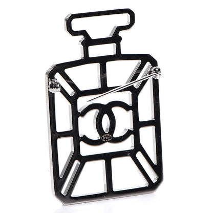 Chanel Metal Strass Perfume Bottle CC Brooch Silver 3 of 5