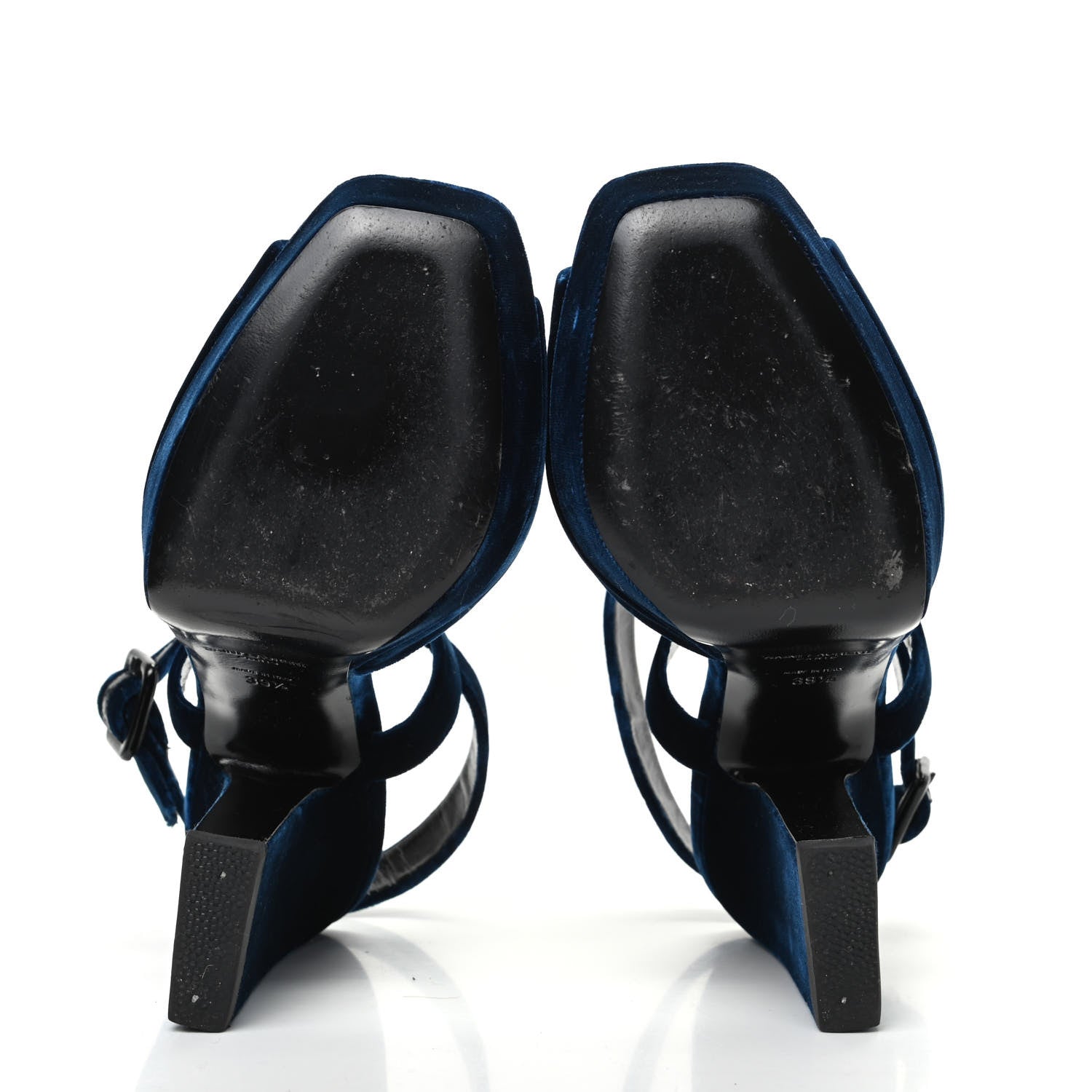 Saint Laurent Velvet Debbie Platform Sandal 39.5 Blue 5 of 9