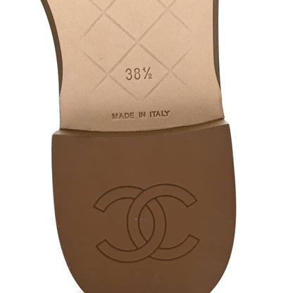 Chanel Suede Kidskin Quilted CC Turnlock Loafers 38.5 Light Brown 7 of 9