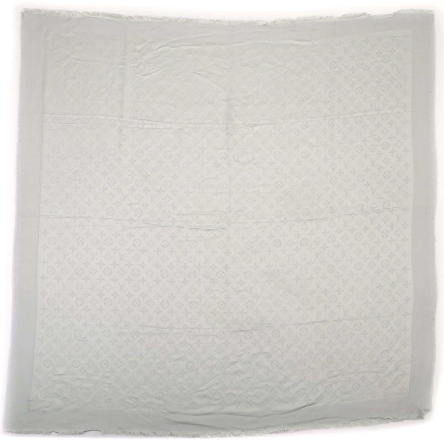Silk Lurex Wool Monogram Shine Shawl Pearl Grey