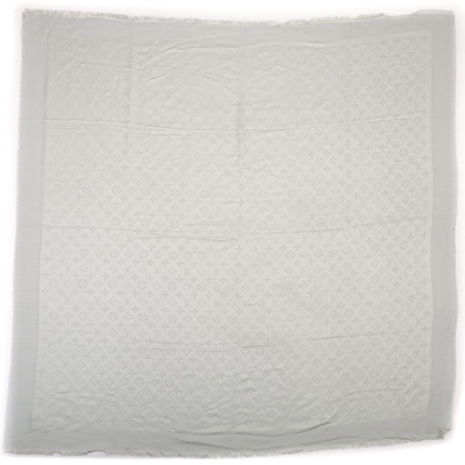 Louis Vuitton Silk Lurex Wool Monogram Shine Shawl Pearl Grey 3 of 5