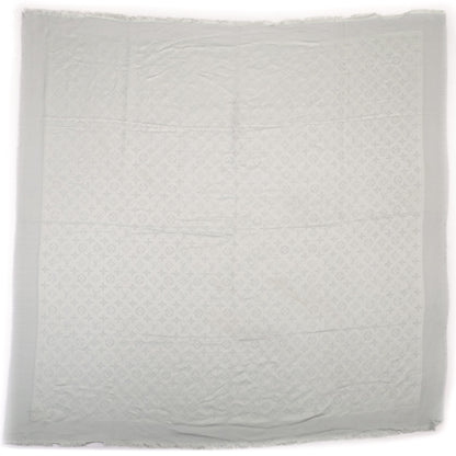 Louis Vuitton Silk Lurex Wool Monogram Shine Shawl Pearl Grey 3 of 5