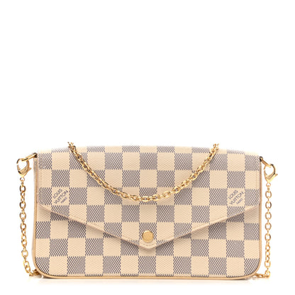 Louis Vuitton Damier Azur Pochette Felicie Chain Wallet Rose Ballerine 3 of 10
