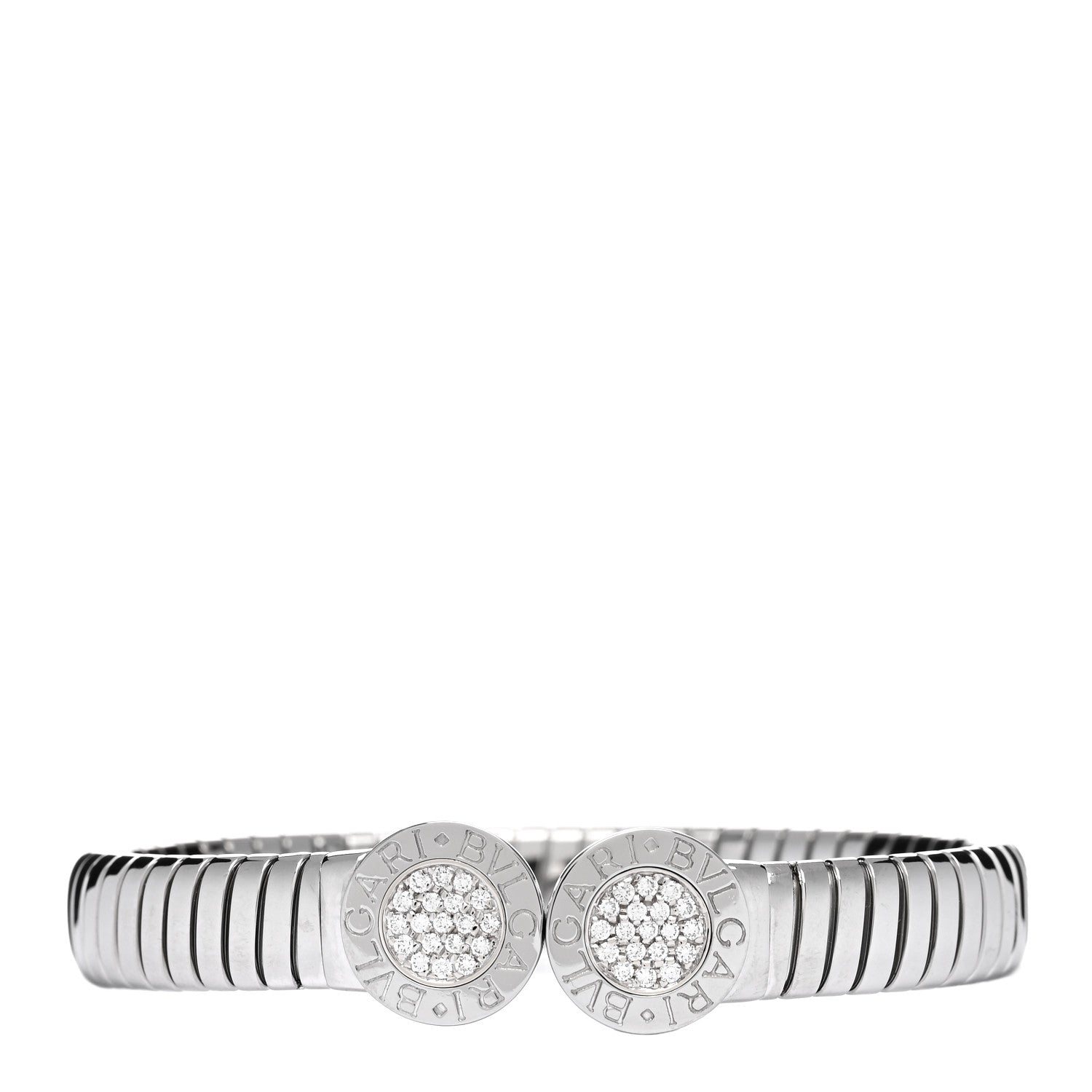 Bulgari Stainless Steel Diamond Tubogas Cuff Bracelet 1 of 3