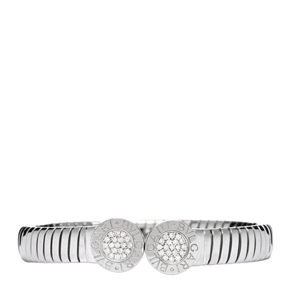 Bulgari Stainless Steel Diamond Tubogas Cuff Bracelet 1 of 3