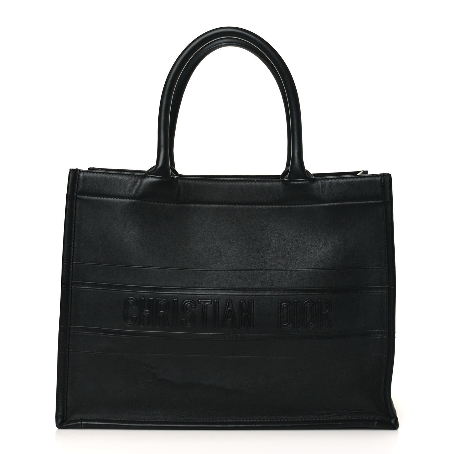 Calfskin Embossed Medium Book Tote Black