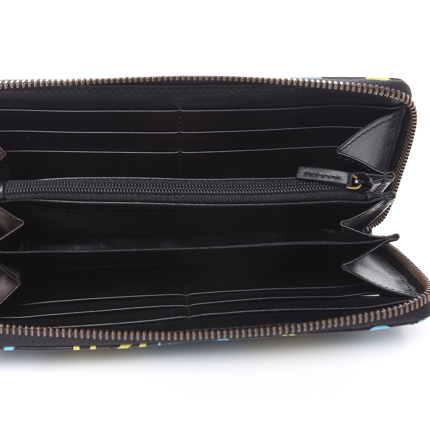 Calfskin Matelasse GucciGhost GG Marmont Zip Around Wallet Black New Acquamarine