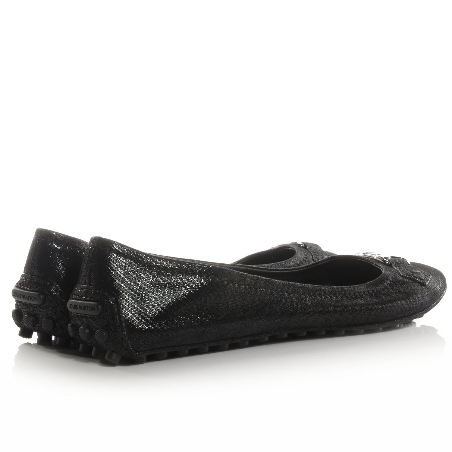Louis Vuitton Iridescent Suede Oxford Ballerina Flats Black 42 4 of 8