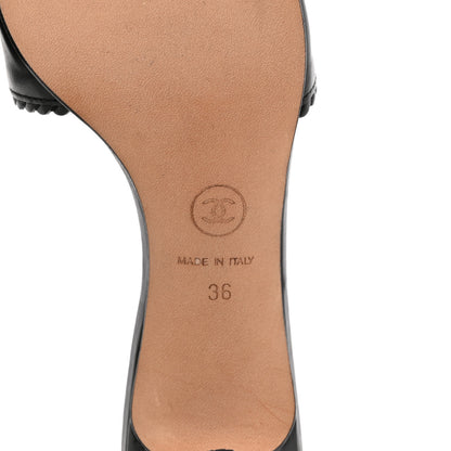Chanel Calfskin Stitched CC Mule Sandals 36 Black 7 of 13