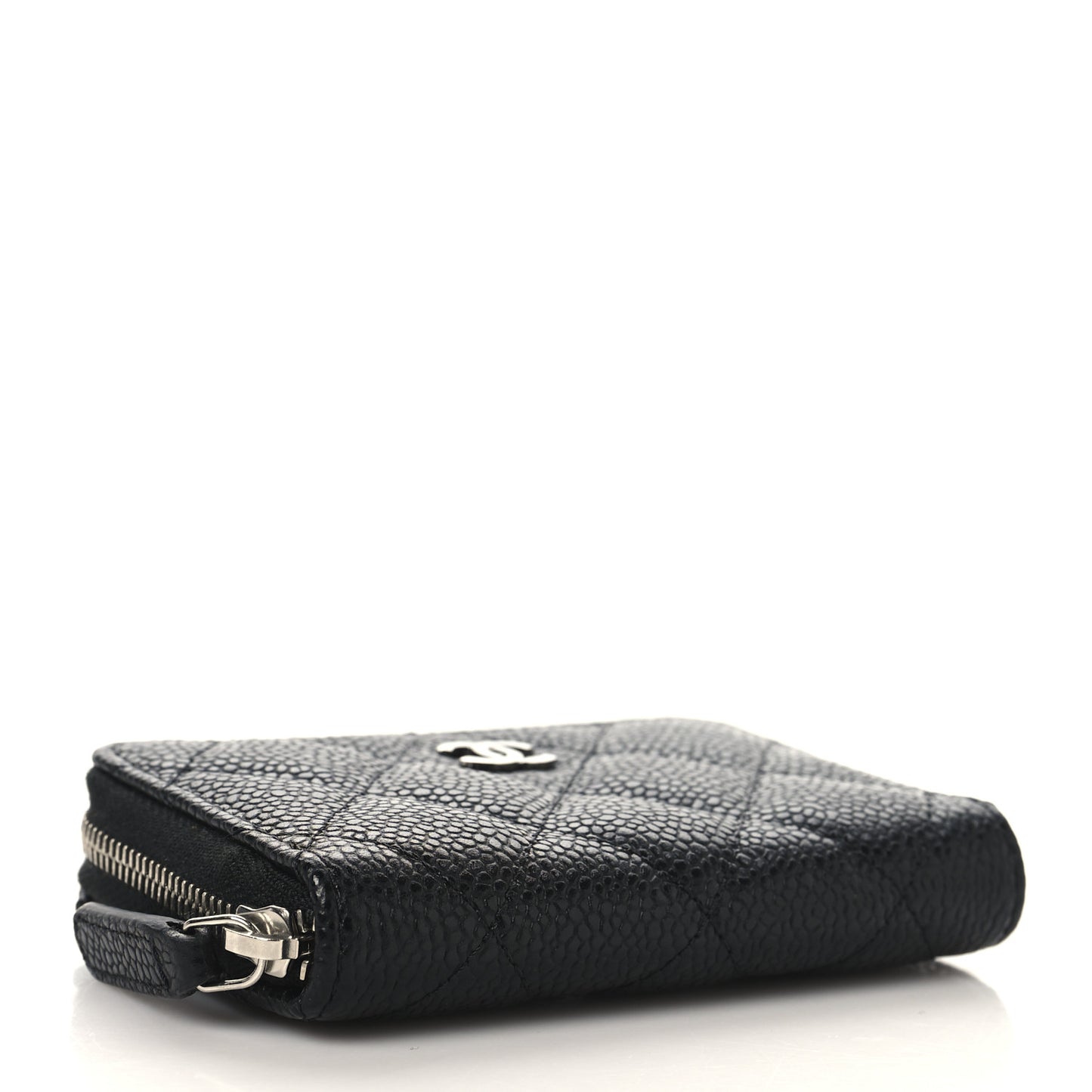 Caviar Quilted Zip Coin Purse Black