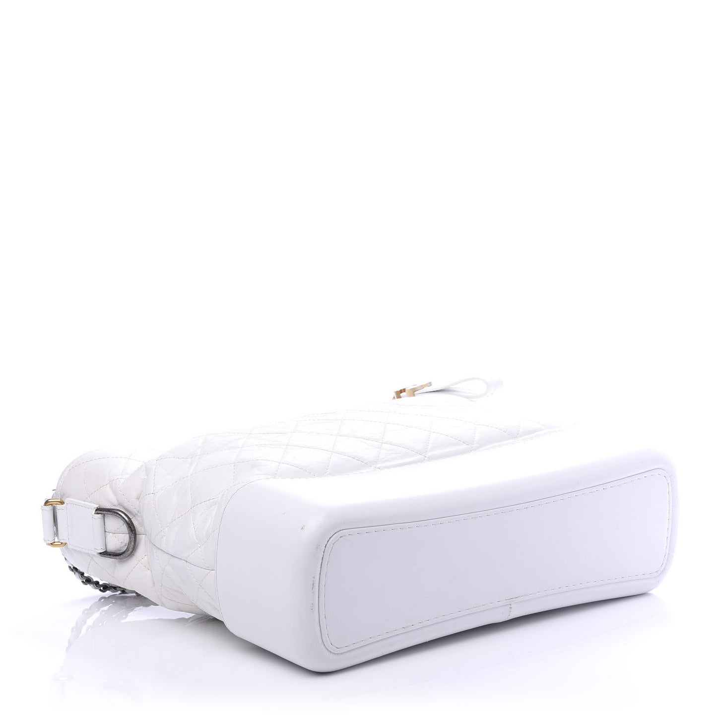 Aged Calfskin Quilted Large Gabrielle Hobo White