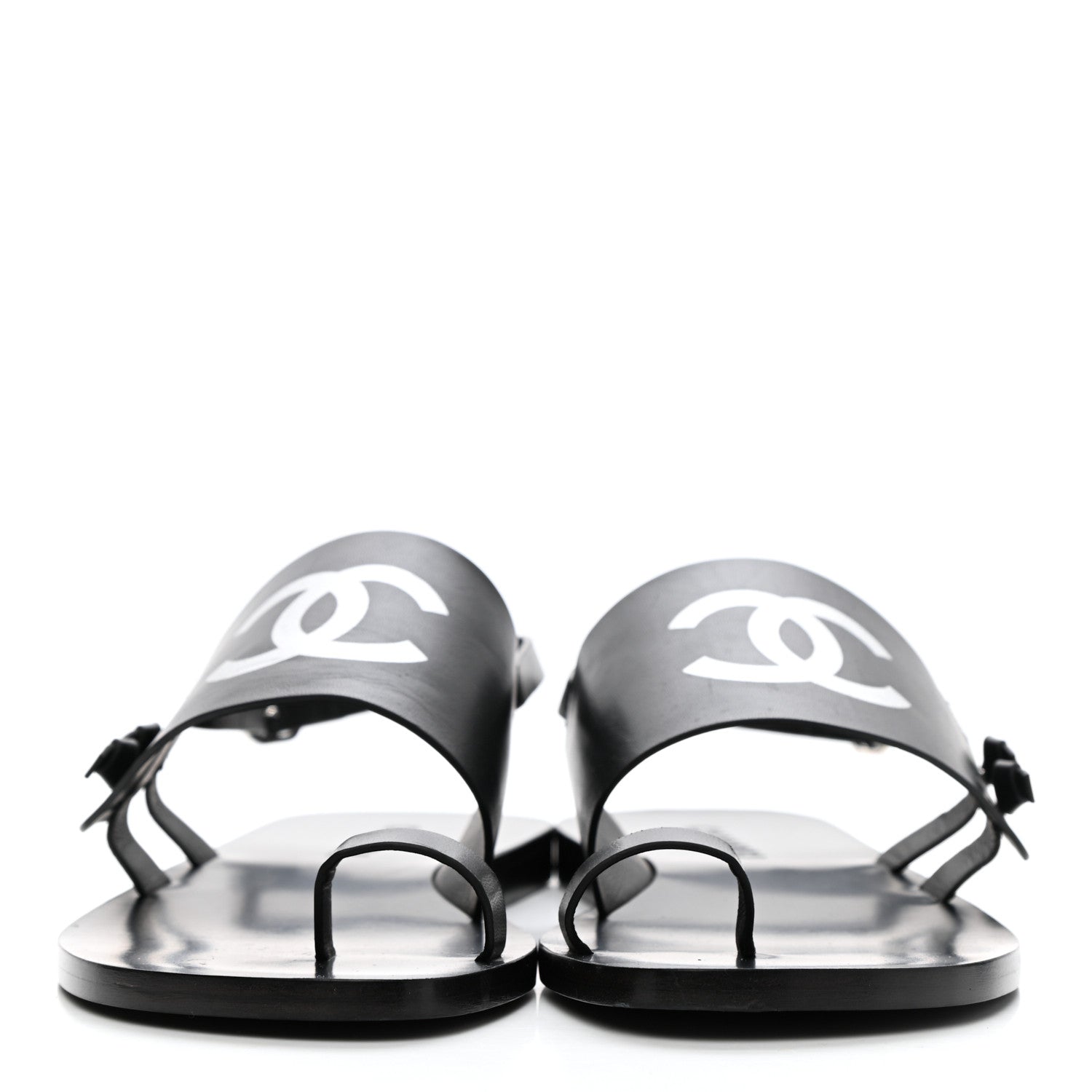 Chanel Goatskin CC Sandals 38 Black 2 of 9