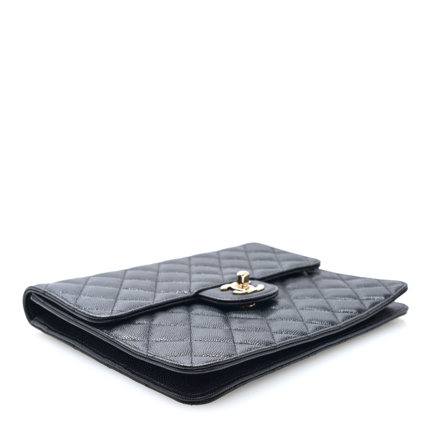 Caviar Quilted Square Flap Clutch Black