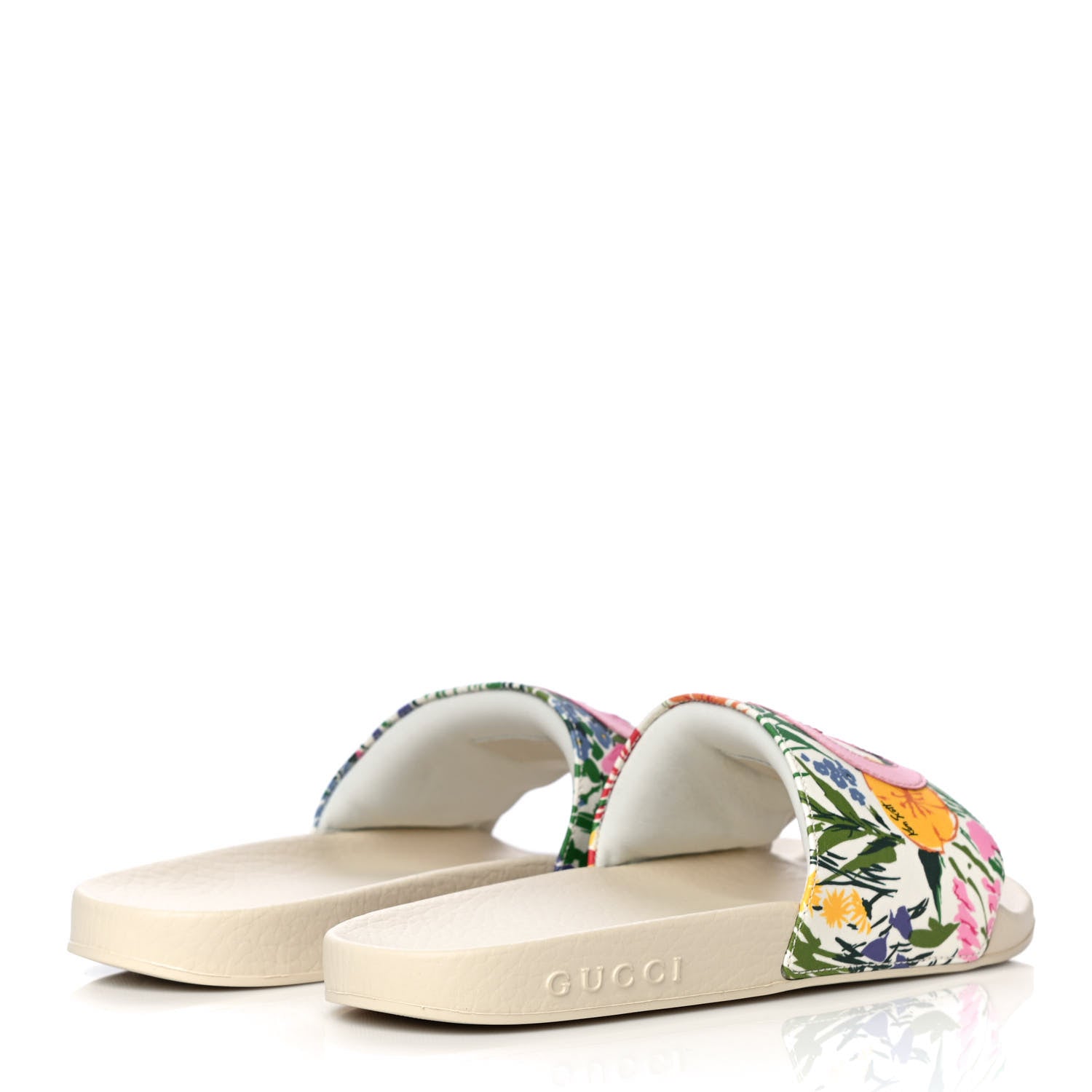 Gucci X KEN SCOTT Rubber Infinity Giardino d Apri Interlocking G Womens Pool Slide Sandals 36 Ivory Pink Wild Rose 4 of 11