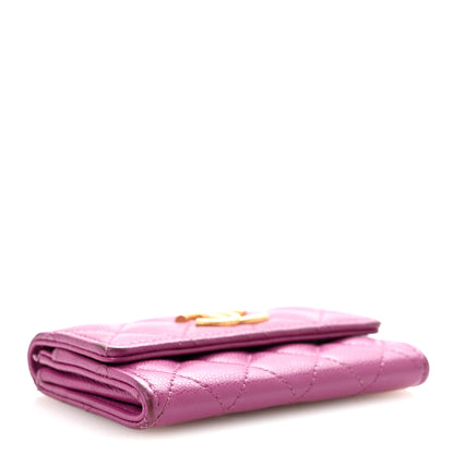 Chanel Caviar Quilted Textured CC Flap Card Holder Purple 4 of 10