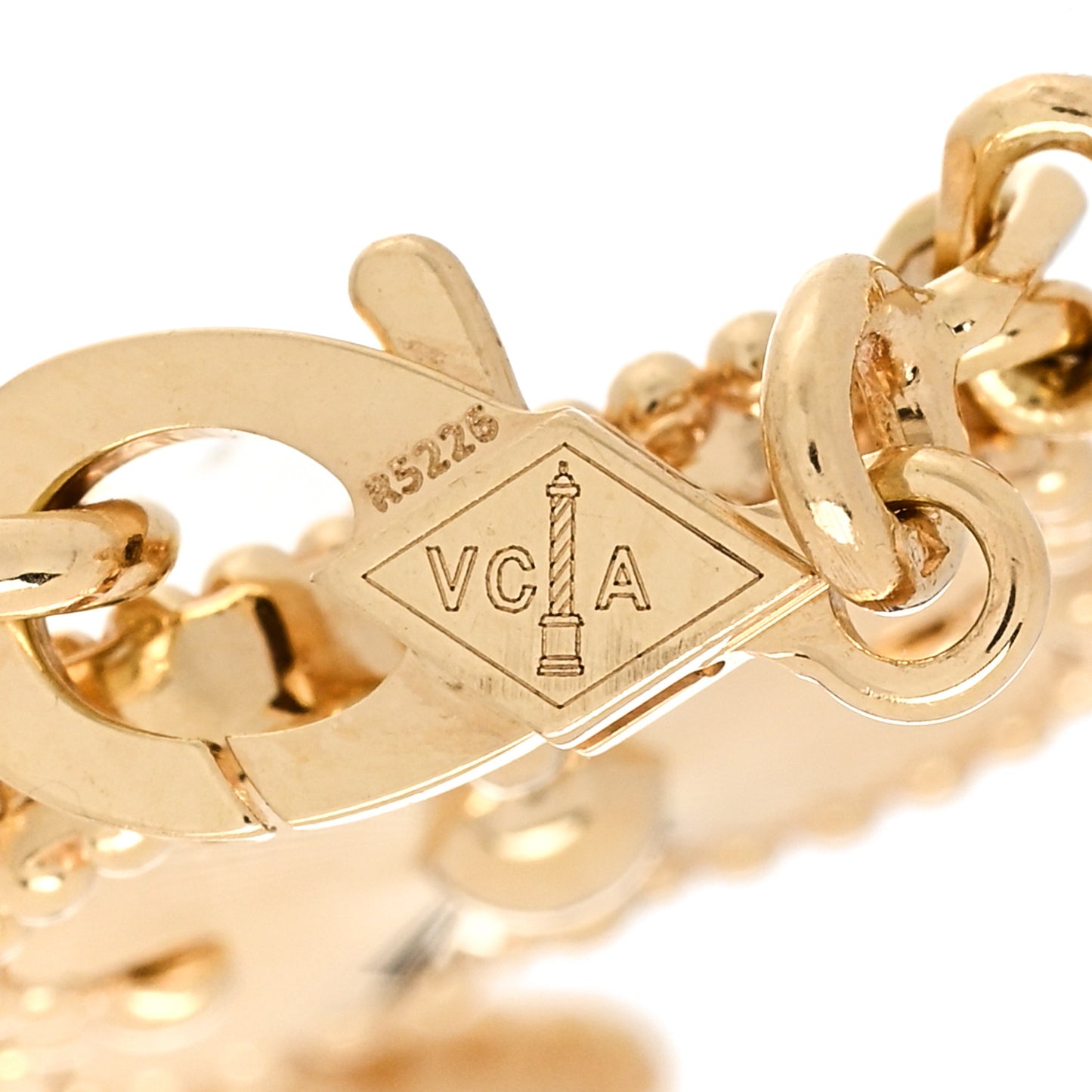 18K Yellow Gold Diamond 5 Motifs Guilloche Vintage Alhambra Bracelet