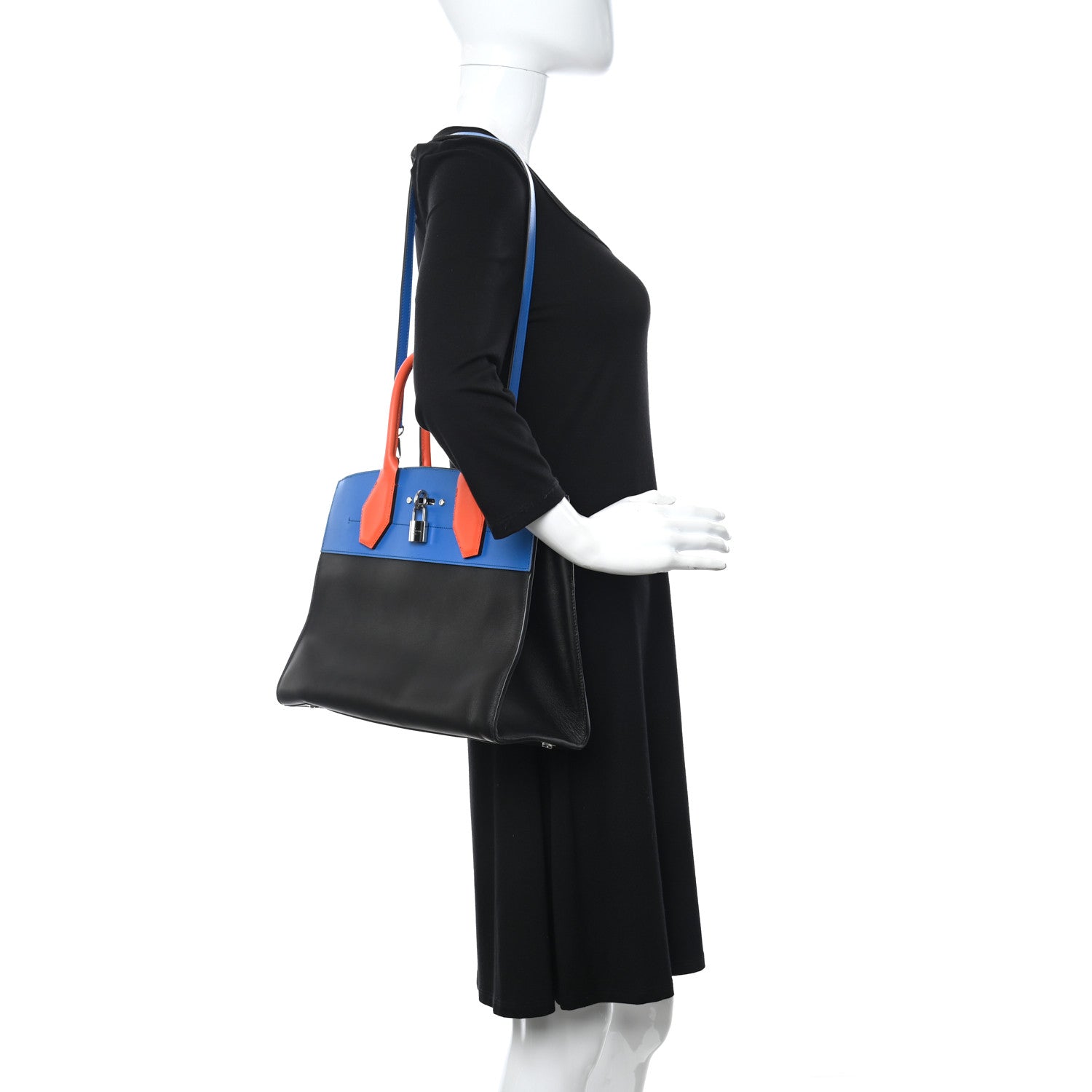 Louis Vuitton Calfskin City Steamer MM Black Blue Orange 2 of 9