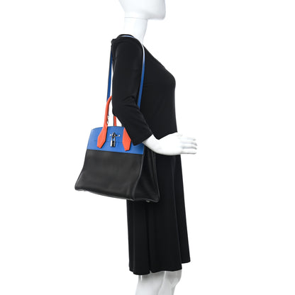 Louis Vuitton Calfskin City Steamer MM Black Blue Orange 2 of 9