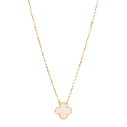 Van Cleef & Arpels 18K Yellow Gold Mother of Pearl Vintage Alhambra Pendant Necklace 1 of 6