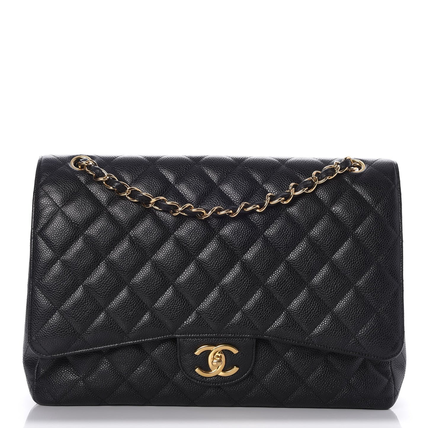 Caviar Quilted Maxi Double Flap Black