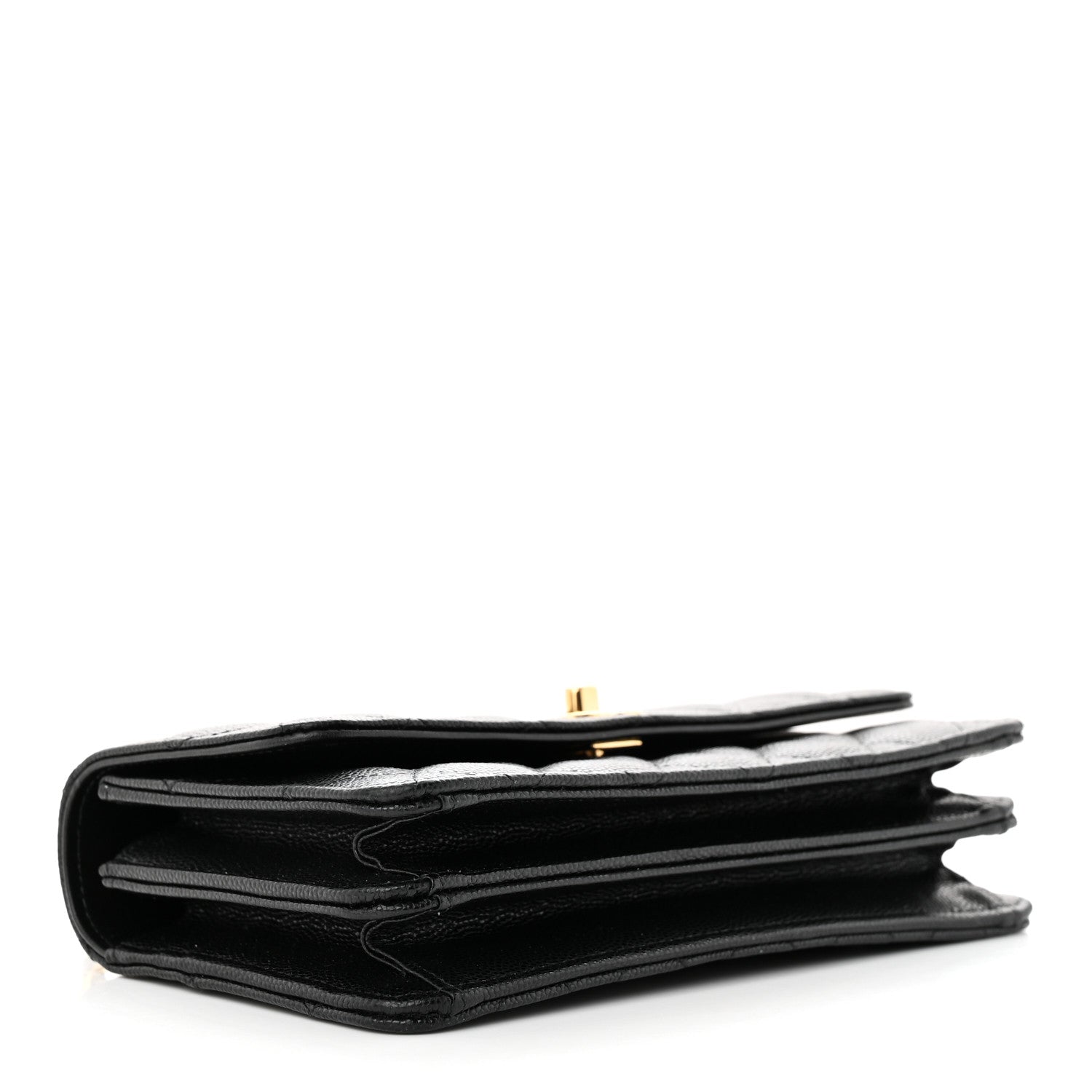 Chanel Shiny Caviar Quilted Flap Charm Wallet On Chain WOC Black 4 of 13