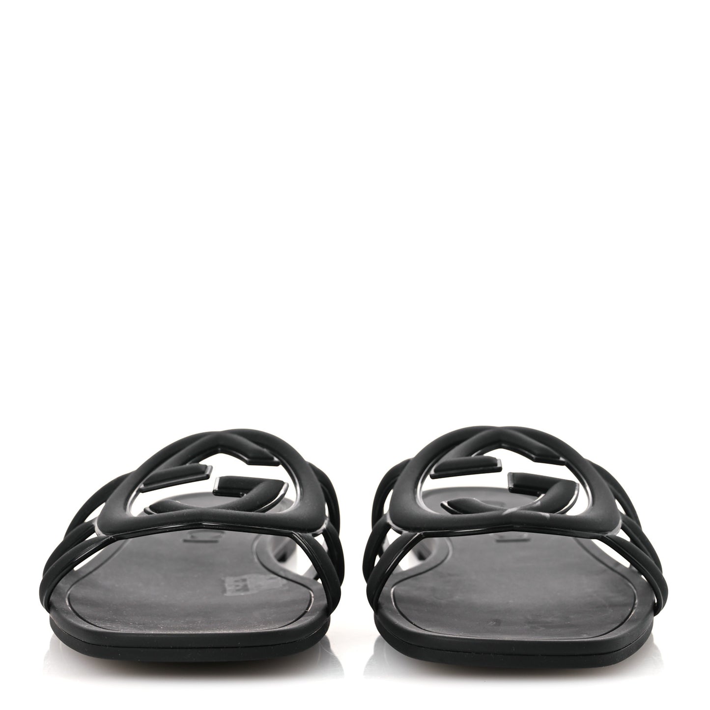Rubber Interlocking G Womens Slide Sandals 36 Black 36 Black
