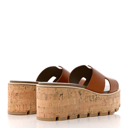 Hermes Calfskin Cork Eze 30 Sandals 35 Marron Glaise 4 of 9