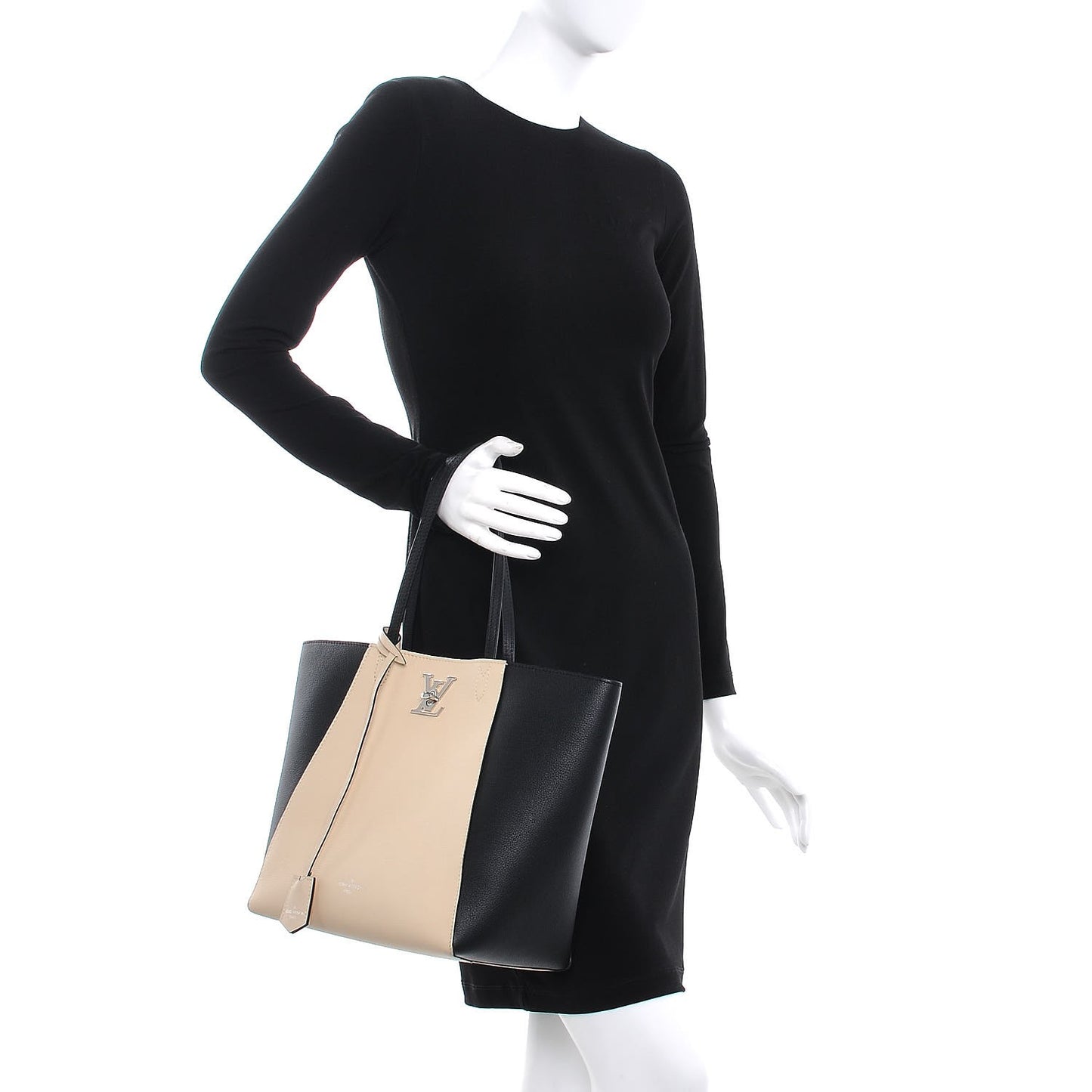 Calfskin Lockme Cabas Vanille Black