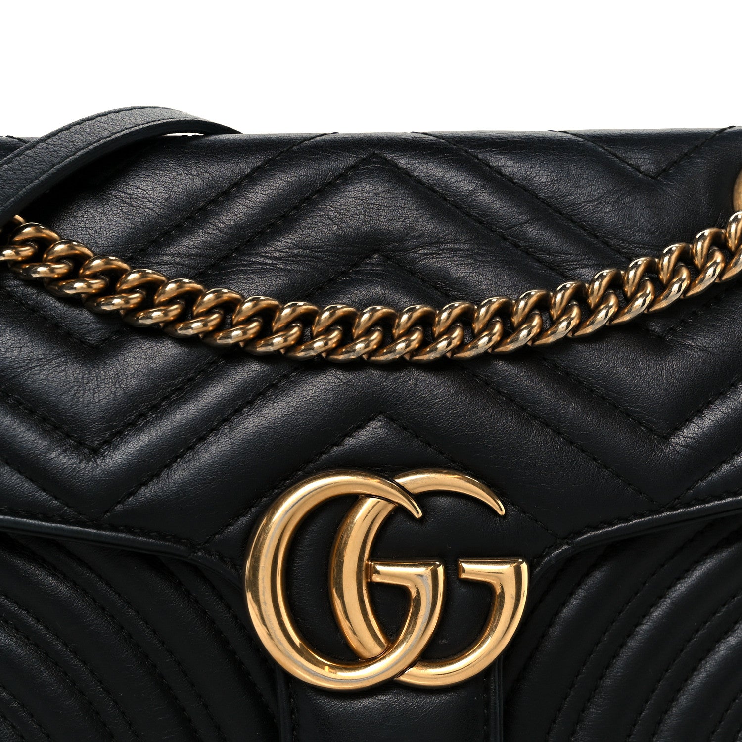 Gucci Calfskin Matelasse Small GG Marmont Shoulder Bag Black 9 of 11