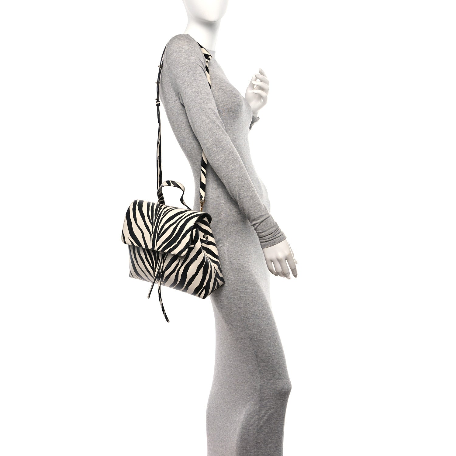 Mansur Gavriel Saffiano Zebra Print Mini Lady Bag Black White 2 of 12